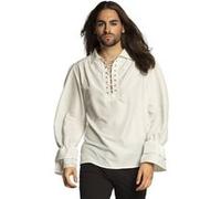 Boland - Chemise de pirate, pour homme, blanc crème, chemise de pirate, chemisier, boucanier, flibustier, voleur, médiéval, costume, carnaval, fête, fête à thème