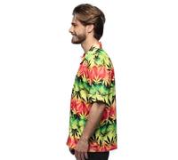Boland - Chemise Rastafari pour homme, chemise, manches courtes, chemise pour homme avec motif, chemise hawaïenne, costume, carnaval, soirée déguisée