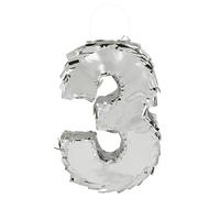 Boland - Chiffres Pinata, 25 x 16 x 5 cm, numéro brillant pour anniversaire et jubilé, chiffre, argent, décoration, jeu de fête