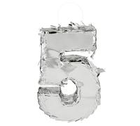 Boland - Chiffres Pinata, 25 x 16 x 5 cm, numéro brillant pour anniversaire et jubilé, chiffre, argent, décoration, jeu de fête