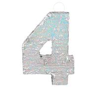 Boland - Chiffres Pinata, taille 40 x 28 x 8 cm, chiffre holographique, numéro, argent, Jubilé, Anniversaire, Décoration, Jeu de fête