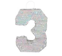 Boland - Chiffres Pinata, taille 40 x 28 x 8 cm, chiffre holographique, numéro, argent, Jubilé, Anniversaire, Décoration, Jeu de fête