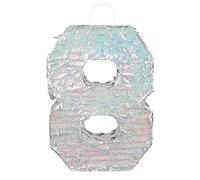 Boland - Chiffres Pinata, taille 40 x 28 x 8 cm, chiffre holographique, numéro, argent, Jubilé, Anniversaire, Décoration, Jeu de fête