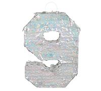 Boland - Chiffres Pinata, taille 40 x 28 x 8 cm, chiffre holographique, numéro, argent, Jubilé, Anniversaire, Décoration, Jeu de fête