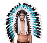 Boland - Coiffe indienne 44141 Loup de Neige Adulte - Bandeau à plumes multicolore
