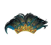 Boland Bijou de tête 52111 – coiffe paon, plumes et pierres précieuses – or/vert, taille unique
