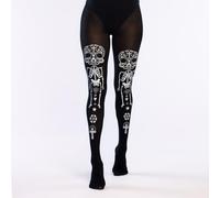 Boland Collants La Calaca – Nylon Motif Jour des Morts – Noir/Blanc Taille unique