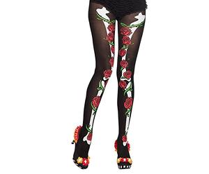 Boland - Collants La Muerte Halloween | 40 DEN, collants extensibles pour Carnaval et Día de los Muertos