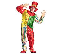Boland - Costume adulte clown rigolo, multicolore avec motifs, ensemble de déguisement composé de : Chapeau et combinaison, idéal pour les fêtes à thème, carnaval et cirque, unisexe, rigoler