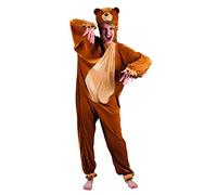 Boland - Costume adulte ours, combinaison en peluche avec capuche, motif animalier, fermeture éclair, ourson, ours brun, carnaval, soirée déguisée