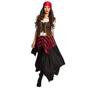 Boland - Costume adulte pirate tornade, robe, corset, foulard, pour femme, pirate, boucanier, déguisement, carnaval, fête costumée