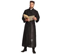 Boland - Costume adulte prêtre, toge et ceinture, Noir, Tunique, Saint, Cardinal, Curé, Eglise, Fête à thème, Carnaval