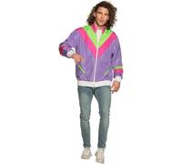 Boland Costume adulte Veste d'entraînement années 80 avec poches pour tenue de camping, jogging, costume assi, style rétro, déguisement de groupe, fête de carnaval,Rose, Violet et Vert, XXL