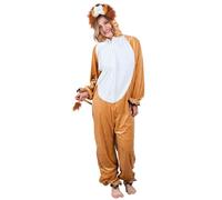 Boland - Costume de lion pour adulte avec poches | Combinaison à capuche, fermeture éclair, peluche, carnaval et soirée à thème, chat sauvage, safari, costume d'animal