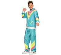 Boland - Costume de survêtement pour adultes des années 80 avec poches, veste et pantalon, combinaison de camping, survêtement assi, costume rétro, costume de groupe, fête à thème, carnaval, multicolore, M