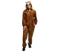 Boland - Costume de tigre pour femmes et hommes | Combinaison à capuche, fermeture éclair, costume en peluche, carnaval et soirée à thème, chat sauvage, safari