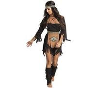 Boland - Costume adulte femme indienne, marron et noir avec des motifs colorés, ensemble de costume composé de : Bandeau, robe, ceinture, menottes, idéal pour carnaval ou soirée déguisée.