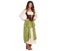 Boland - Costume pour adultes Dame médiévale, robe avec chemisier, jupon et corsage - Vert