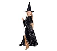 Déguisement Sorcière Demi-Lune Fille Halloween, Taille 4 À 6 Ans Noir