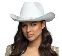 Boland - Cowboy Hat Daisy, Couvre-chef, Accessoire pour costumes western, Accessoires pour festival, carnaval ou enterrement de vie de garçon, Blanc (Lot de 2)