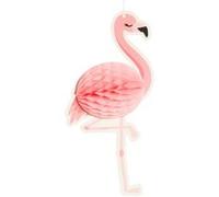 Boland décoration en nid d'abeille flamant 27 cm papier rose Roze G
