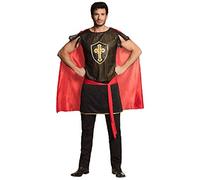 Boland - Déguisement Adulte Sir Tristan - Différentes Tailles - Noir, Rouge et doré - Tunique avec Cape et Ceinture - Ensemble médiéval, Empereur, Roi, Carnaval, fête à thème