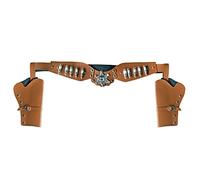 Boland 54382 - Double étui de pistolet Sheriff, longueur 125 cm, brun-argenté, ceinture de cowboy, Far West, déguisement, carnaval, fête à thème