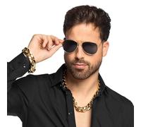 Ensemble de Costume Pimp - Collier doré - Bracelet et Lunettes - Costume de Rocker Macho Rapper