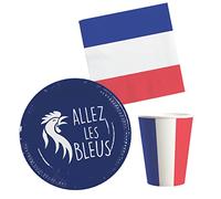 Boland - Ensemble de Fête Frankeich, Assiettes et Gobelets en Papier, Serviettes, Allez Le Bleus, Coupe du Monde