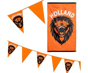 Boland - Ensemble Holland pour la décoration | Drapeau, guirlande de fanions et guirlande géante de fanions pour la Coupe du monde et les soirées de supporters, Pays-Bas