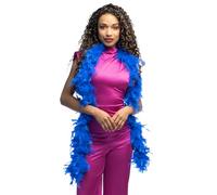 Boland Boa en plumes – Bleu cobalt 180 cm – Accessoire de déguisement pour femme adulte