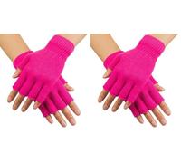 Boland - Gants néon sans doigts, années 80, brillants sous lumière noire, manchettes pour soirée à thème, carnaval et festival (Lot de 2)