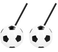 Boland - GOBELET Ballon Football avec Paille 45ML Blanc, Mulitcolor (Lot de 2)