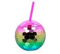 Boland - gobelet Discoball 550 ml avec paille, gobelet pour fête ou garden party, gobelet de fête avec paille, gobelet en plastique, service de fête
