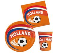 Boland - Kit de fête Holland | Assiettes en papier, gobelets et serviettes pour la Coupe du monde et les soirées de supporters, Pays-Bas