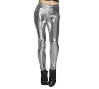 Boland - Legging Glance, argent, brillant, stretch, opaque, pour dames, carnaval, soirée déguisée, Halloween, soirée déguisée, 70s