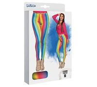 Boland - Leggings arc-en-ciel, pour femmes, stretch, rayures multicolores, près du corps, clown, flower power, costume, carnaval, soirée déguisée
