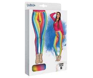 Boland - Leggings arc-en-ciel, pour femmes, stretch, rayures multicolores, près du corps, clown, flower power, costume, carnaval, soirée déguisée