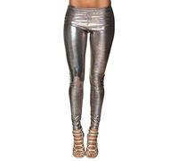 Boland - Leggings disco, stretch, ceinture élastique, argent avec cercles multicolores, holographique, années 80, sexy, accessoire, carnaval, costume, déguisement
