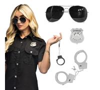 Boland 64353 - Ensemble de déguisement de policier pour adultes, lunettes, insigne et menottes pour le carnaval ou les fêtes à thème, ensemble d'accessoires de policier