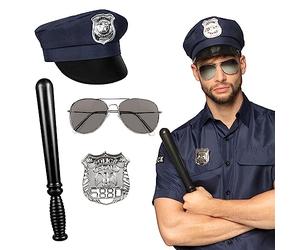 Boland - Lot d'accessoires pour déguisement de policier | Ensemble 4 pièces pour déguisements, carnaval, soirées à thème et enterrement de vie de garçon, policier, uniforme