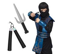 Boland 50431 - Set d'armes Ninja, 2 pièces, Sai et Nunchaku, Accessoires de déguisement, Décoration, Accessoires pour costumes de carnaval