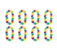 Boland - Lot de 8 colliers hawaïens arc-en-ciel | Colliers de fleurs pour soirée hawaïenne, fête estivale et soirée à thème
