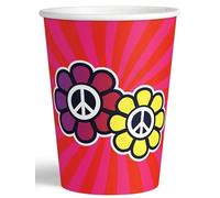 Boland Lot de 8 Gobelets Hippie Peace en Carton 21cl