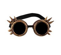 Boland - Lunettes Cyberpunk, Rétro, Spacy, Steampunk, Épines, Élastique, Carnaval, Halloween, Mardi gras, Fête à thème, Accessoires pour déguisements, Cuivre (Lot de 2)