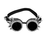 Boland - Lunettes Cyberpunk, Rétro, Spacy, Steampunk, Épines, Élastique, Carnaval, Halloween, Mardi gras, Fête à thème, Accessoires pour déguisements, Argent