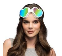 Boland - Lunettes de ski Festilove, verres holographiques, accessoires de déguisement pour le carnaval et les fêtes à thème, lunettes de fête, Blanc