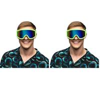 Boland - Lunettes de ski pour les déguisements et les fêtes, lunettes stylées pour les festivals, les carnavals ou les fêtes à thème Apres Ski, Vert Fluo (Lot de 2)