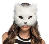 Boland - Masque d'animal chat en peluche, demi-masque réaliste pour carnaval, soirée à thème ou événement cosplay