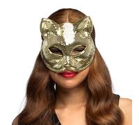 Boland Masque de chat disco avec bande élastique, masque facial scintillant pour carnaval, festival et fête à thème, costume animal de chat